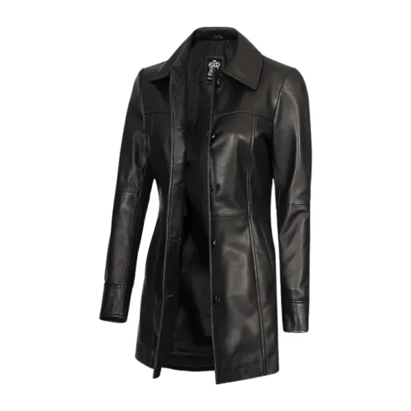 Blazer Long Women Leather Jacket