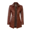 Blazer Long Women Leather Jacket