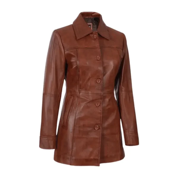 Blazer Long Women Leather Jacket