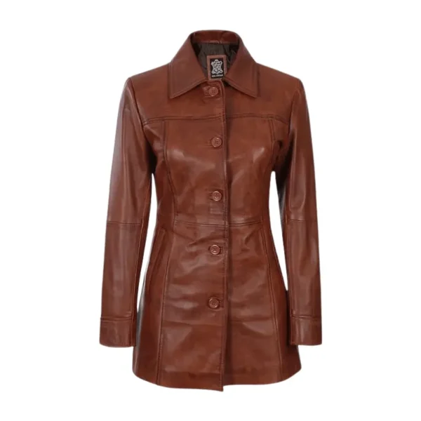 Blazer Long Women Leather Jacket