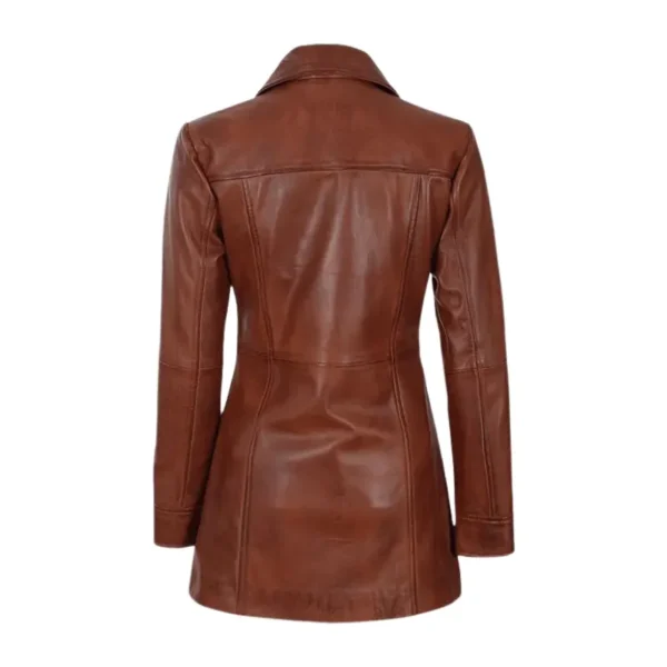 Blazer Long Women Leather Jacket