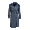 Royson's Leather Trench Women Coat With Invisible Stitching