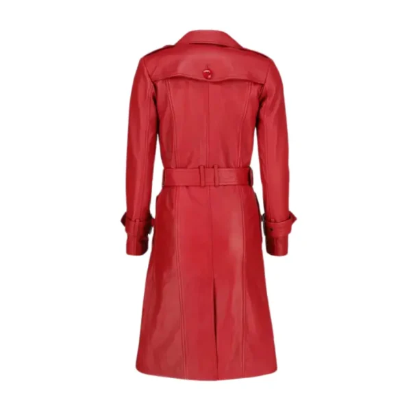 Royson's Leather Trench Women Coat With Invisible Stitching