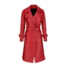 Royson's Leather Trench Women Coat With Invisible Stitching