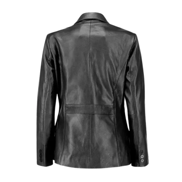 Dashing 2-Button Lambskin Blazer Leather Coat - Image 6