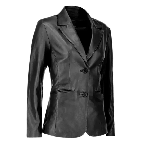 Dashing 2-Button Lambskin Blazer Leather Jacket