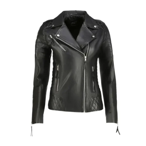 Urban Edge Quilted Leather Jacket For Women